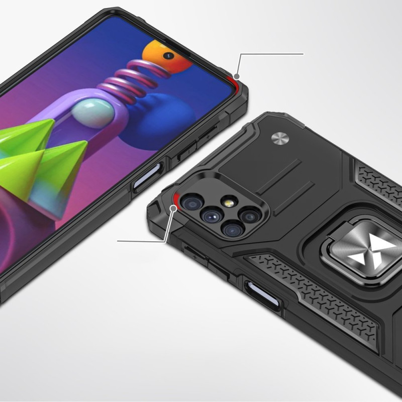 Šarvuotas hibridinis dėklas Samsung Galaxy M51 + Ring Armor magnetiniam laikikliui, rožinis