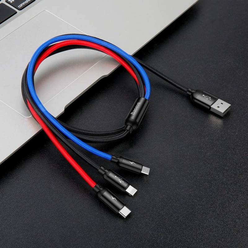 Patvarus kabelis 3in1 USB microUSB iPhone...