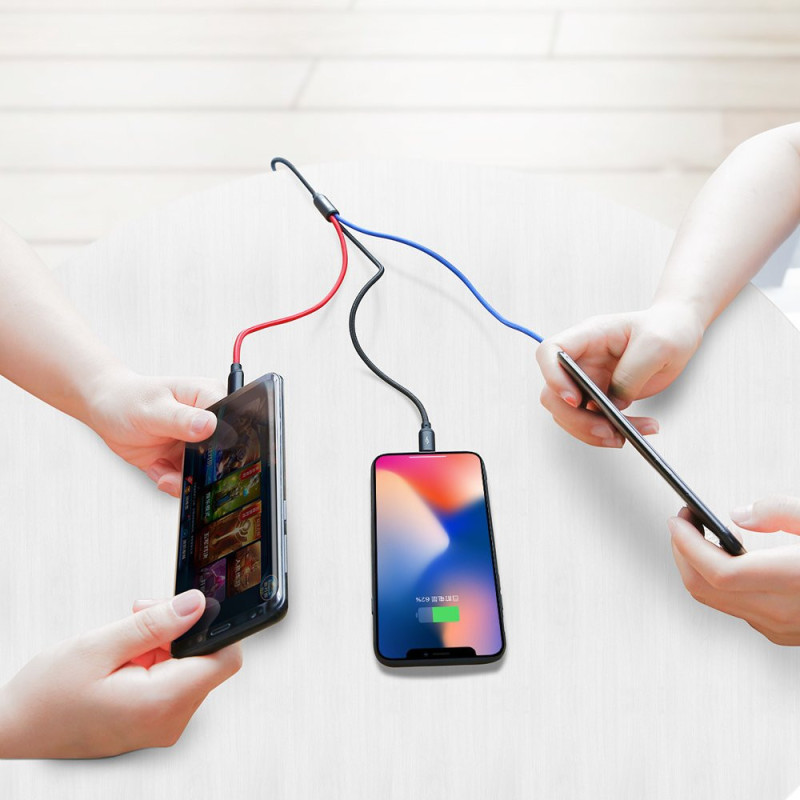 Patvarus kabelis 3in1 USB microUSB iPhone...