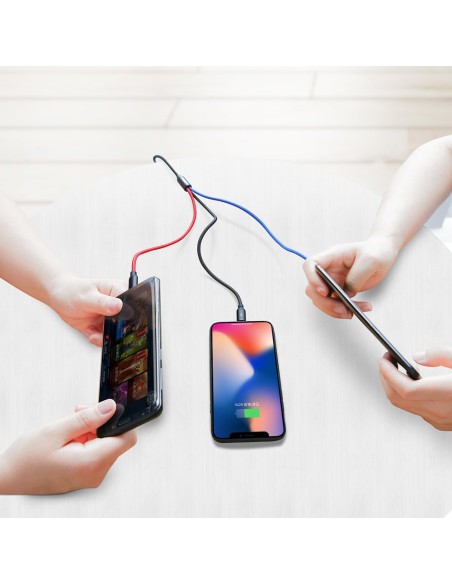 Patvarus kabelis 3in1 USB microUSB iPhone Lightning USB-C 3.5A 1.2M juodas