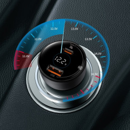 
Greitas, galingas USB/ USB-C automobilinis įkroviklis PPS QC PD 100W, juodas
