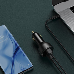 
Greitas, galingas USB/ USB-C automobilinis įkroviklis PPS QC PD 100W, juodas
