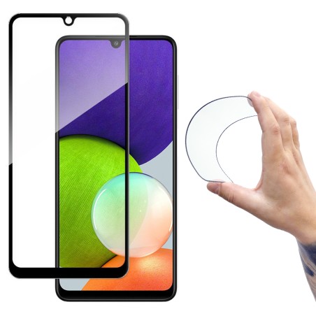 
Stiklo plėvelė grūdintas stiklas su rėmeliu, skirtas Samsung Galaxy A22 4G viso dangčio Flexi Nano Screen Black
