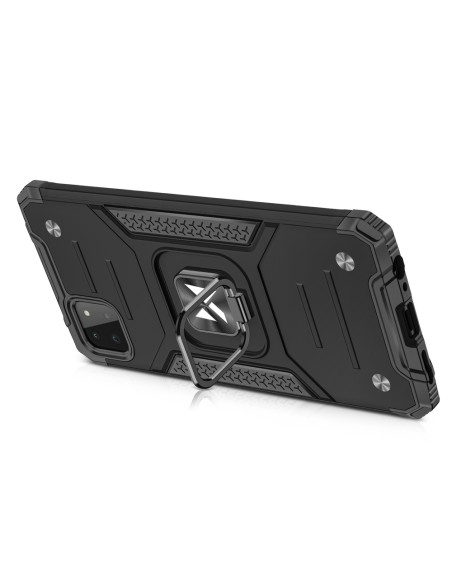 
Šarvuotas dėklas su dangteliu + magnetinis laikiklis Samsung Galaxy A22 4G Ring Armor, sidabrinis
