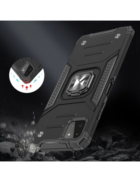 
Šarvuotas dėklas su dangteliu + magnetinis laikiklis Samsung Galaxy A22 4G Ring Armor, sidabrinis
