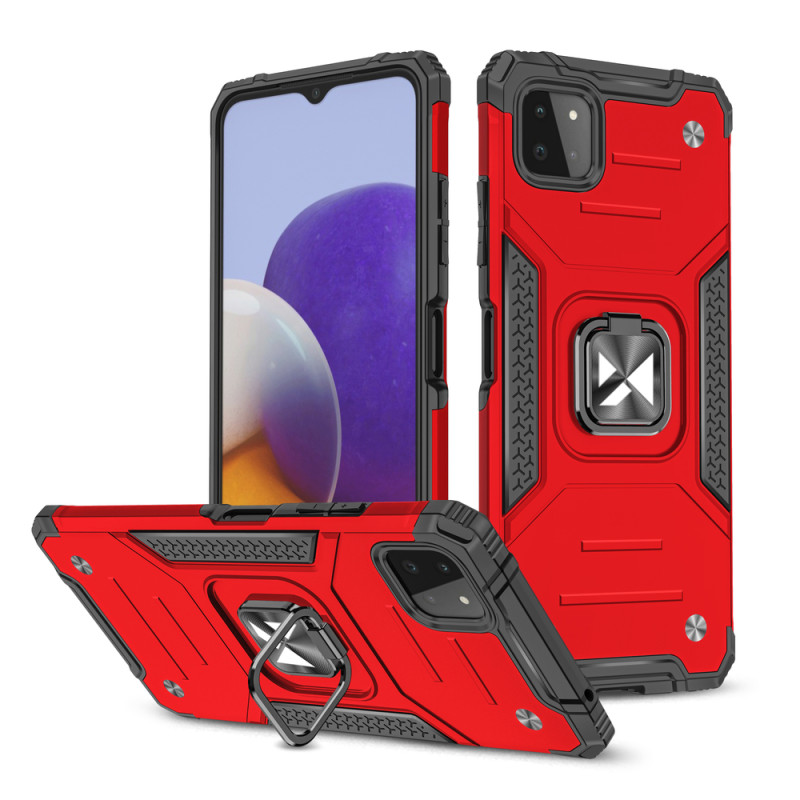 
Šarvuotas dėklo dangtelis + magnetinis laikiklis Samsung Galaxy A22 4G Ring Armor raudonas
