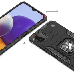 
Šarvuotas dėklo dangtelis + magnetinis laikiklis Samsung Galaxy A22 4G Ring Armor raudonas
