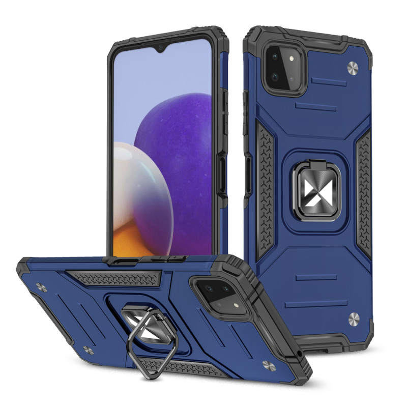 
Šarvuotas korpuso dangtelis + magnetinis laikiklis Samsung Galaxy A22 4G Ring Armor mėlynai
