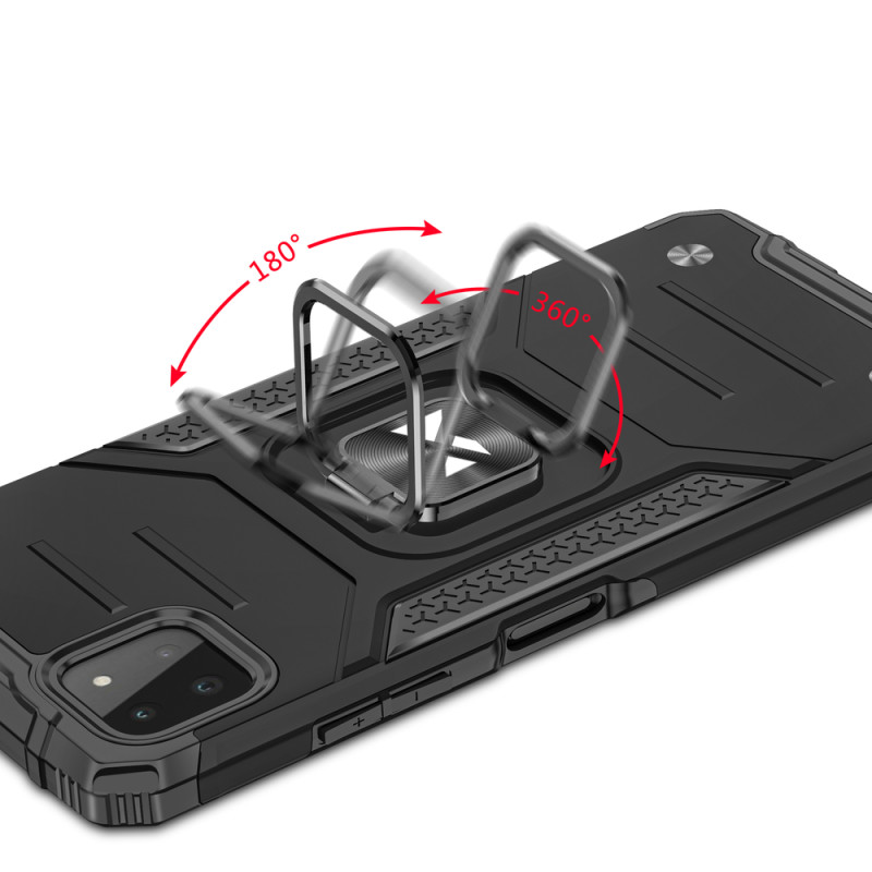 Šarvuotas dėklo dangtelis + magnetinis laikiklis Samsung Galaxy A22 4G Ring Armor juodas