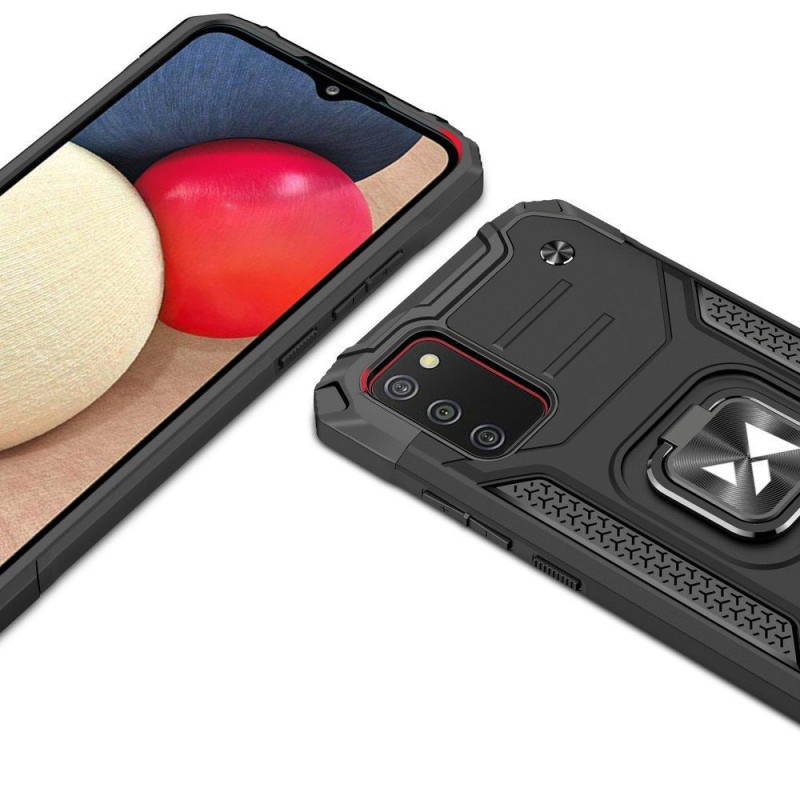 Šarvuotas dėklas su dangteliu + magnetinis laikiklis Samsung Galaxy A03s Ring Armor, juodas