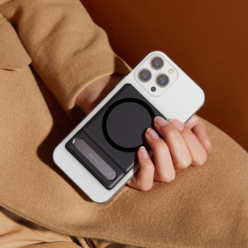 Telefono stovas sulankstomas su magnetiniu laikikliu juodas