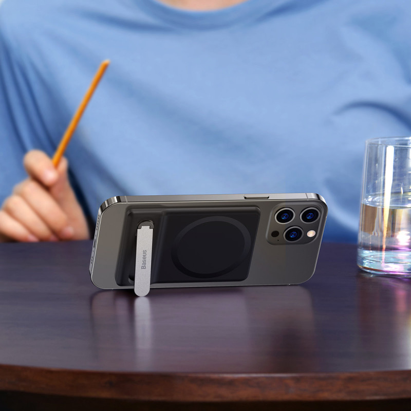 Telefono stovas sulankstomas su magnetiniu laikikliu juodas