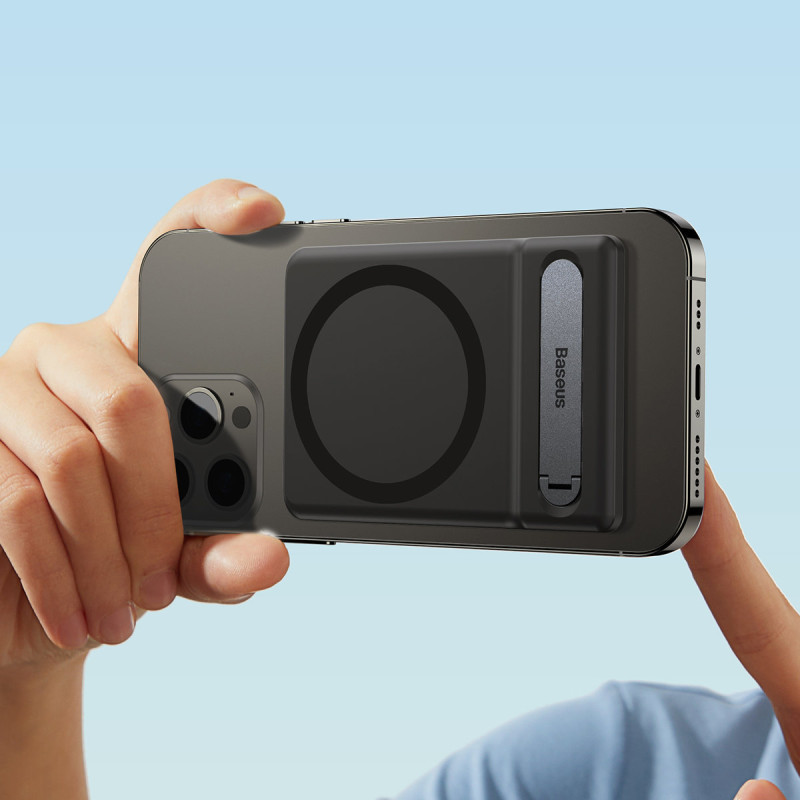 Telefono stovas sulankstomas su magnetiniu laikikliu juodas