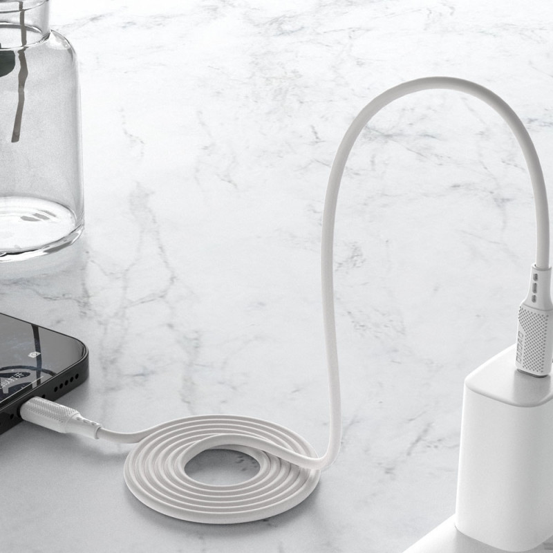 USB-C laidas įkrovimui ir duomenų perdavimui 100W PD 1m baltas