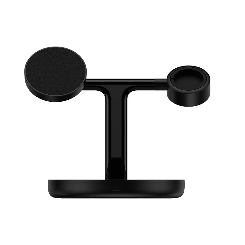 3in1 stovas indukcinis įkroviklis iPhone Apple Watch AirPods + USB-C laidas 1m juodas