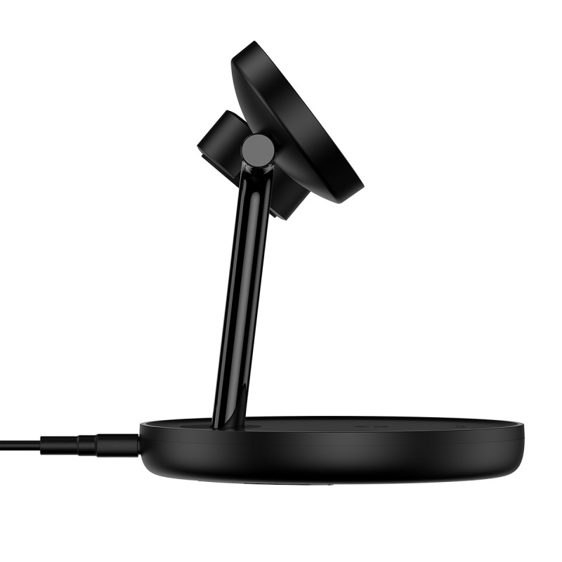 3in1 stovas indukcinis įkroviklis iPhone Apple Watch AirPods + USB-C laidas 1m juodas