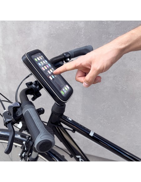 
Telefono dėklas su vairo laikikliu dviračiui, motociklui, paspirtukui, juodas
