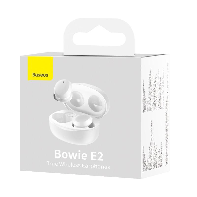 Belaidės ausinės TWS Bluetooth 5.2 vandeniui atsparios IP55 Bowie E2 baltos