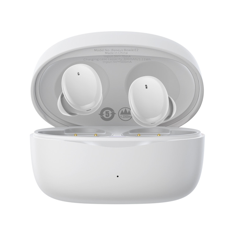 Belaidės ausinės TWS Bluetooth 5.2 vandeniui atsparios IP55 Bowie E2 baltos
