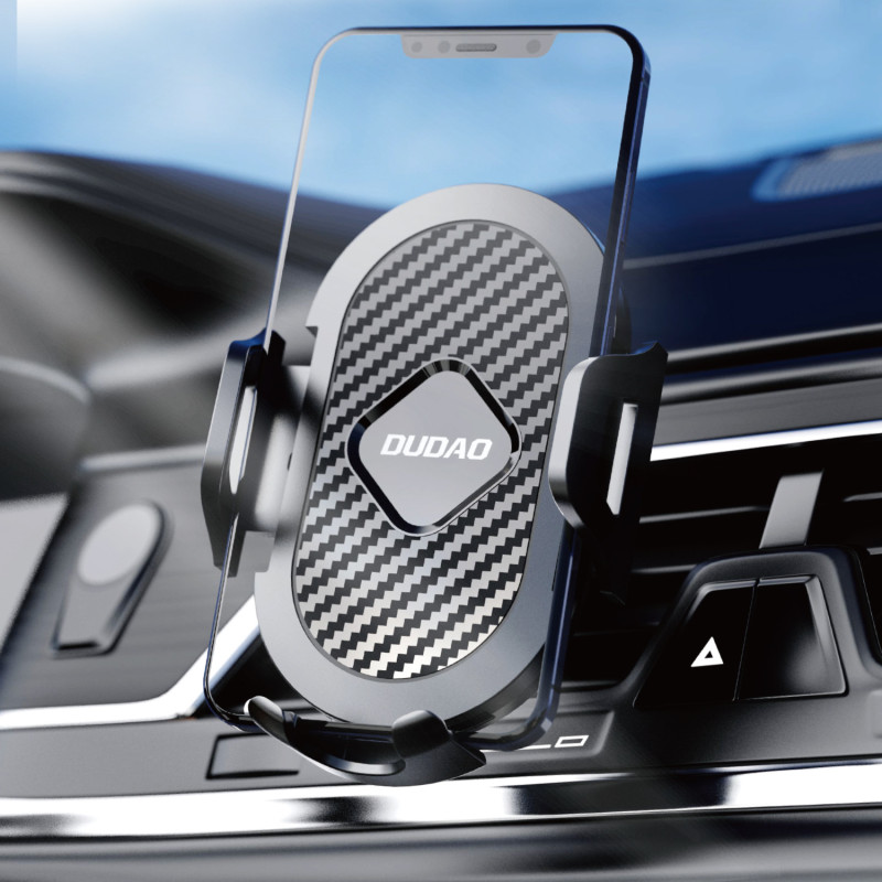 Užspaudžiamas automobilinio telefono laikiklis orlaidei, juodas