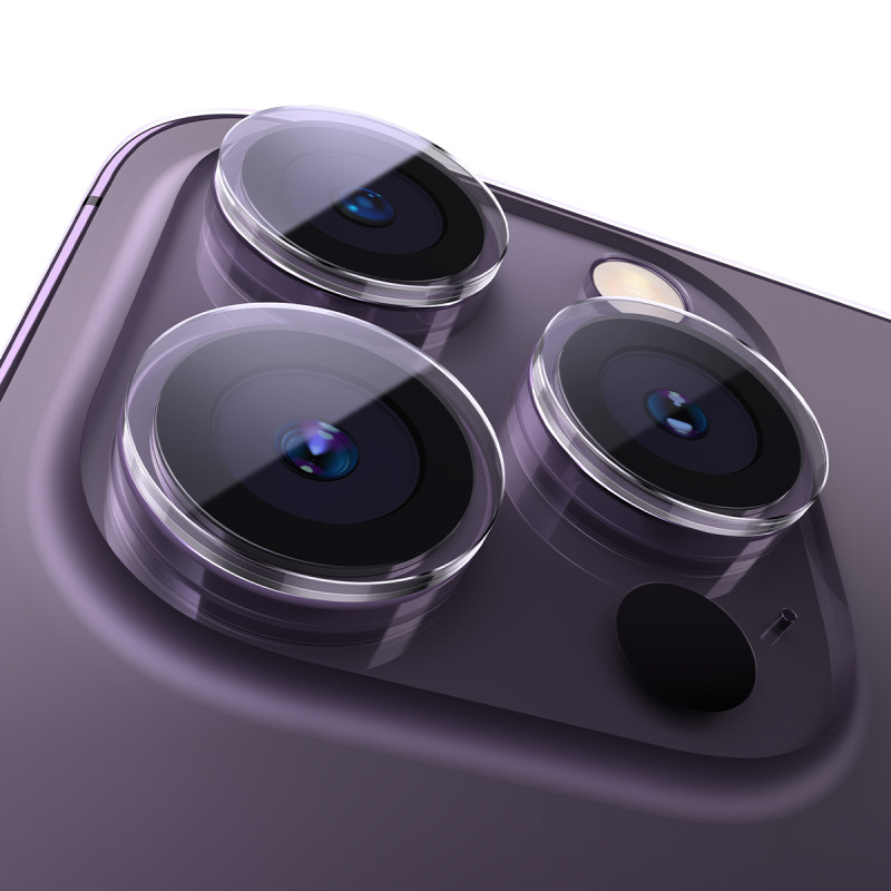 Grūdintas apsauginis stiklas kamerai skirtas iPhone 14 Pro / 14 Pro Max + montavimo komplektas