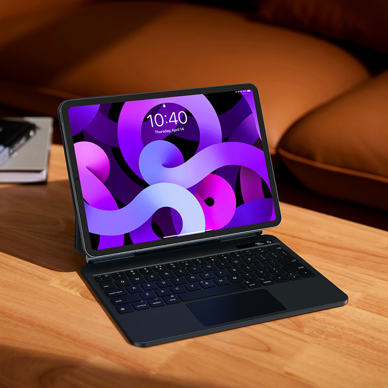 Magnetinis dėklas + belaidė klaviatūra su jutikliniu kilimėliu iPad Pro 11" / iPad Air 4/ 5 10,9" pilka