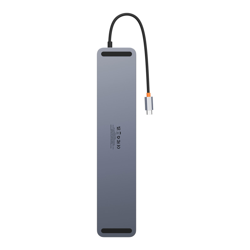 12in1 HUB nešiojamojo kompiuterio stovas USB-C USB-A DP HDMI SD TF RJ45 3,5 mm lizdas PD 100 W pilka