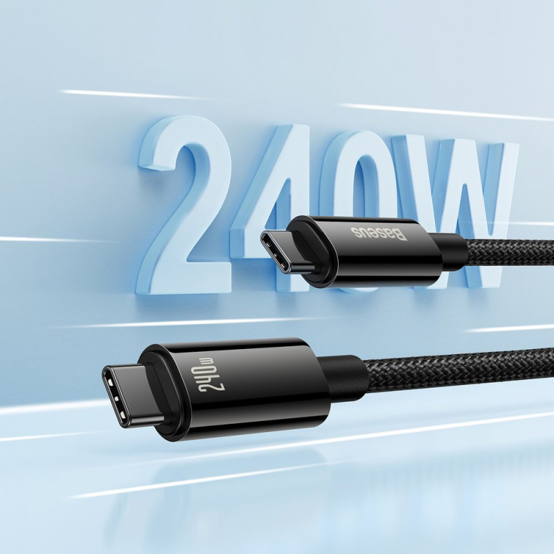 USB-C laidas 480Mb/ s 240W Tungsten Gold 1m juodas