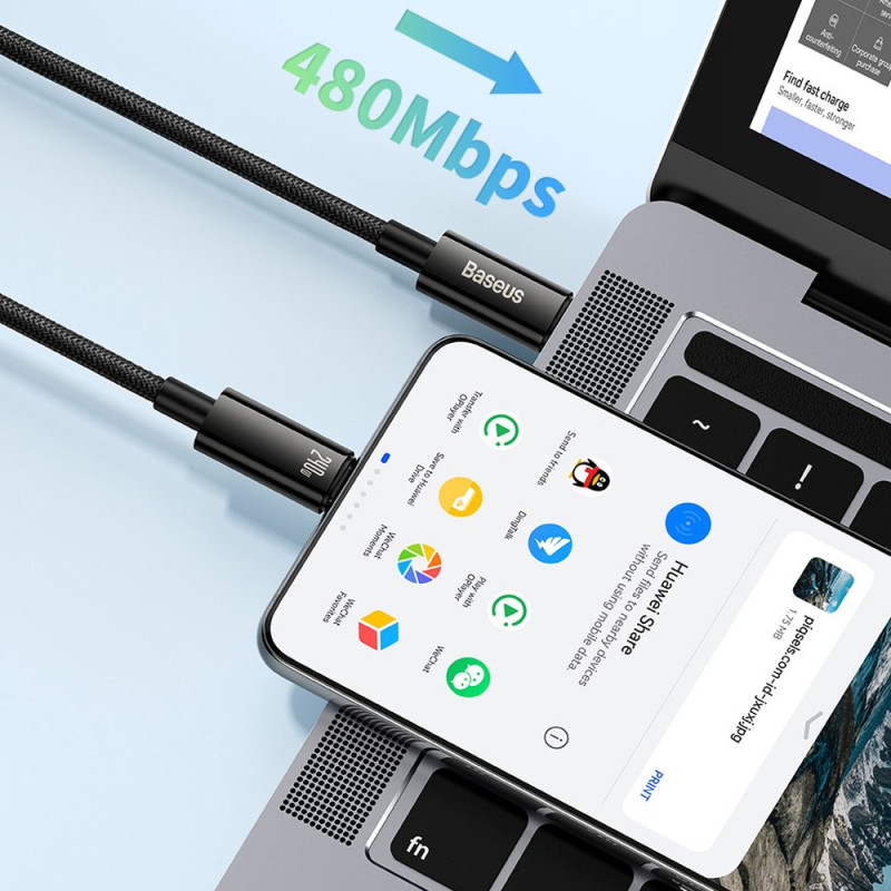 USB-C laidas 480Mb/ s 240W Tungsten Gold 1m juodas