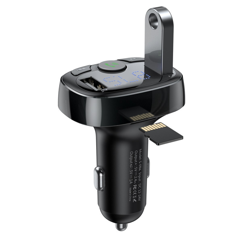 
Bluetooth FM siųstuvas TF SD kortelės automobilinis įkroviklis 2x USB juodas
