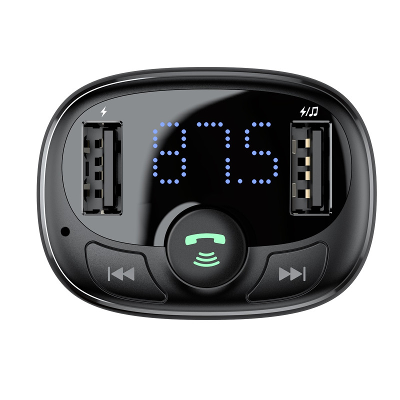 Bluetooth FM siųstuvas TF SD kortelės automobilinis įkroviklis 2x USB juodas