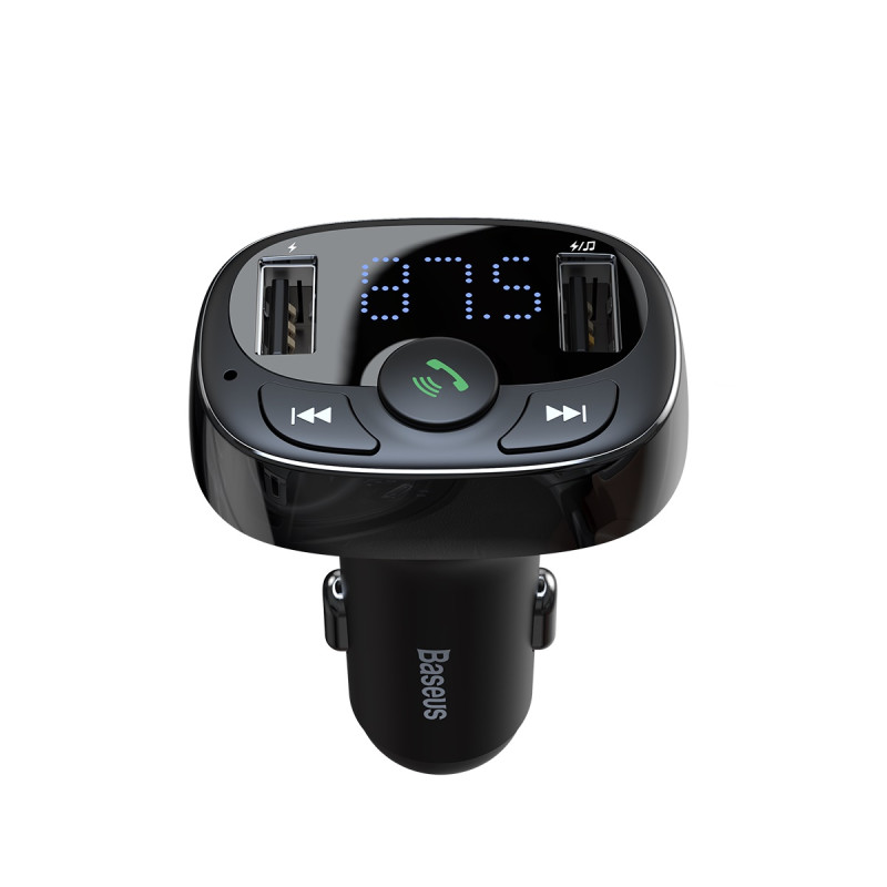 Bluetooth FM siųstuvas TF SD kortelės automobilinis įkroviklis 2x USB juodas