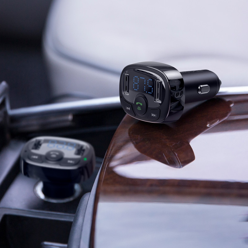Bluetooth FM siųstuvas TF SD kortelės automobilinis įkroviklis 2x USB juodas