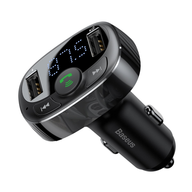 Bluetooth FM siųstuvas TF SD kortelės automobilinis įkroviklis 2x USB juodas