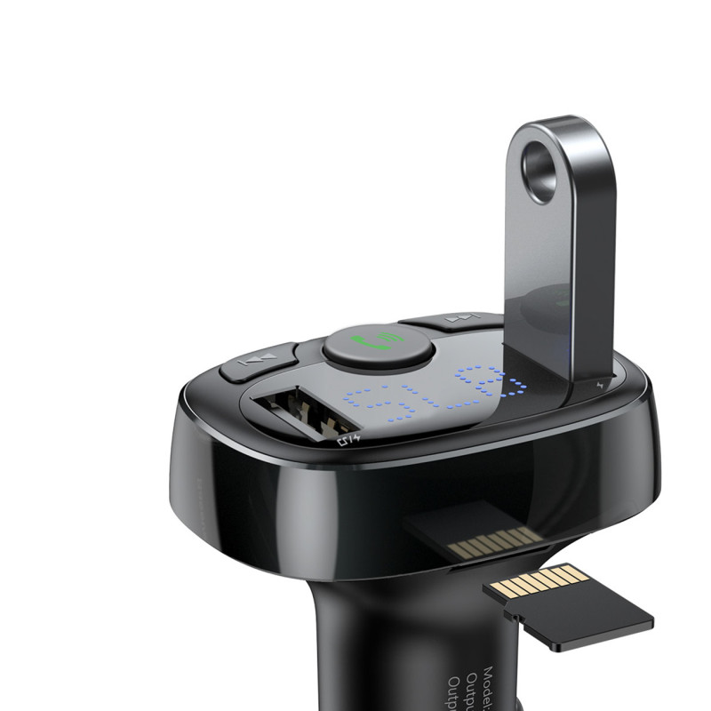 Bluetooth FM siųstuvas TF SD kortelės automobilinis įkroviklis 2x USB juodas