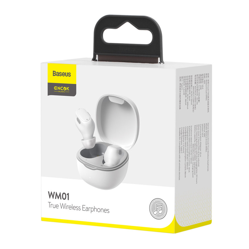 Encok WM01 Plus TWS Bluetooth 5.0 belaidės ausinės, baltos