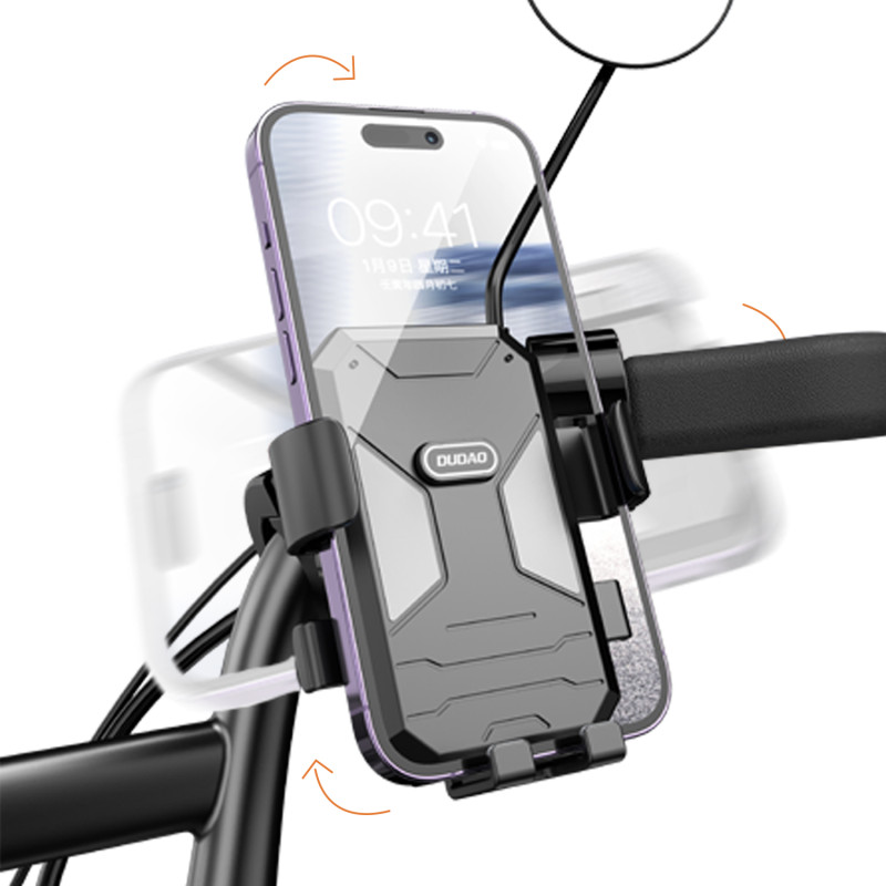 Dviračio motociklo telefono laikiklis ant vairo, juodas