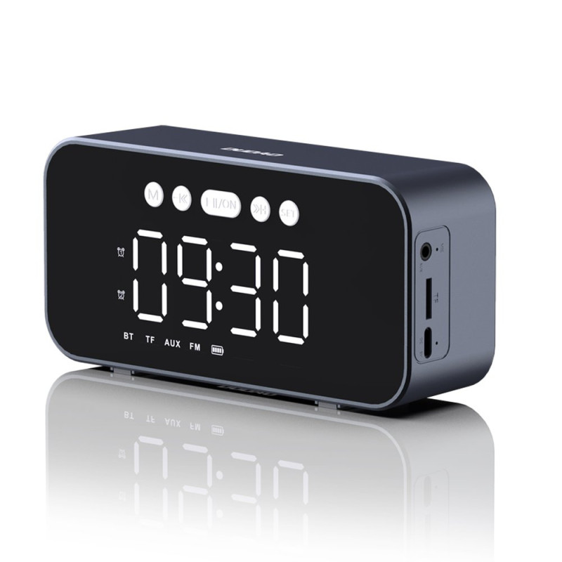 6in1 Žiūrėti žadintuvas FM radijas Bluetooth garsiakalbis AUX TF SD kortelių skaitytuvas sidabrinis