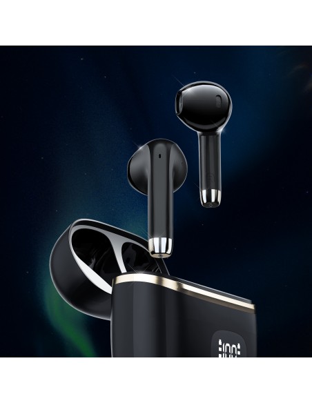 
TWS belaidės ausinės su LED ekranu, juodos spalvos
