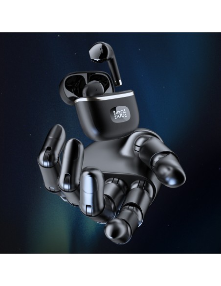 
TWS belaidės ausinės su LED ekranu, juodos spalvos
