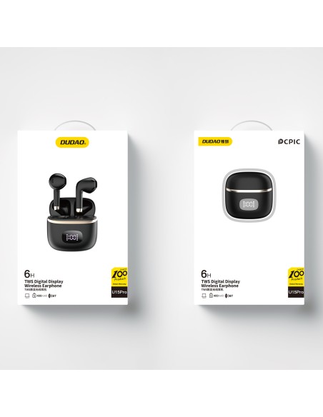 
TWS belaidės ausinės su LED ekranu, juodos spalvos
