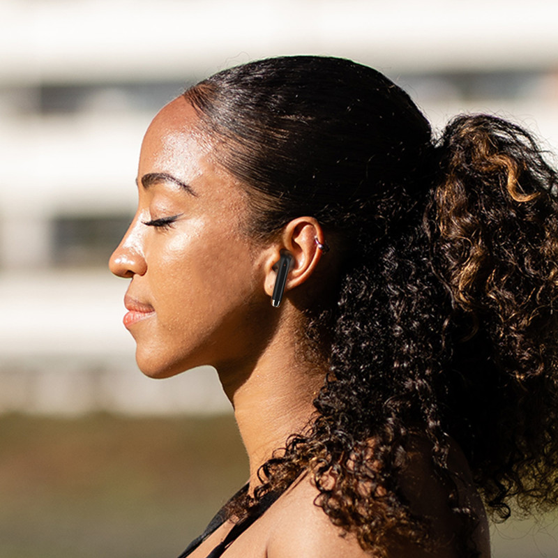 
TWS belaidės ausinės su LED ekranu, juodos spalvos
