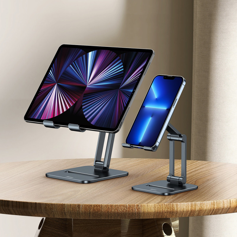 Metalinis stovas išmaniajam telefonui Desktop Biaxial Sulankstomas iki 13 colių pilkos spalvos