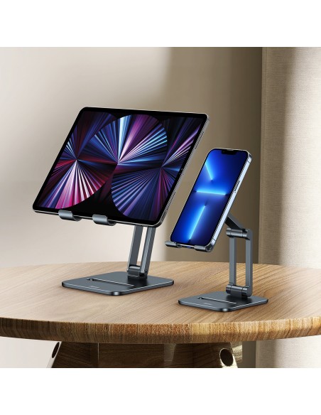 Metalinis stovas išmaniajam telefonui Desktop Biaxial Sulankstomas iki 13 colių pilkos spalvos