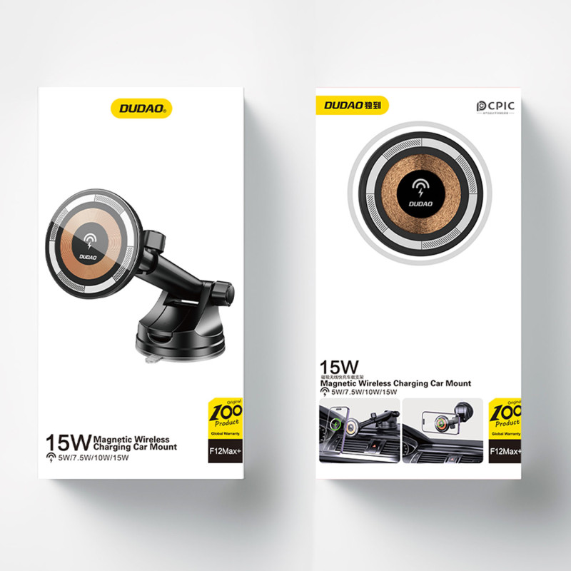 Magnetinis kabinos laikiklis su MagSafe 15W indukciniu įkrovikliu, juodas