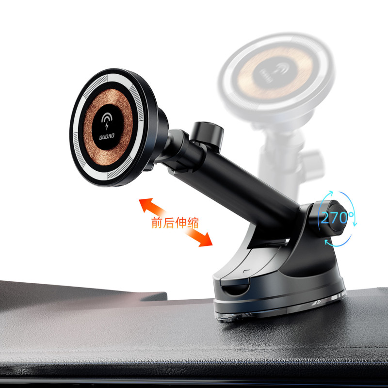 Magnetinis kabinos laikiklis su MagSafe 15W indukciniu įkrovikliu, juodas