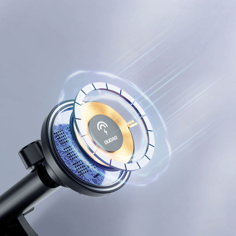 Magnetinis kabinos laikiklis su MagSafe 15W indukciniu įkrovikliu, juodas