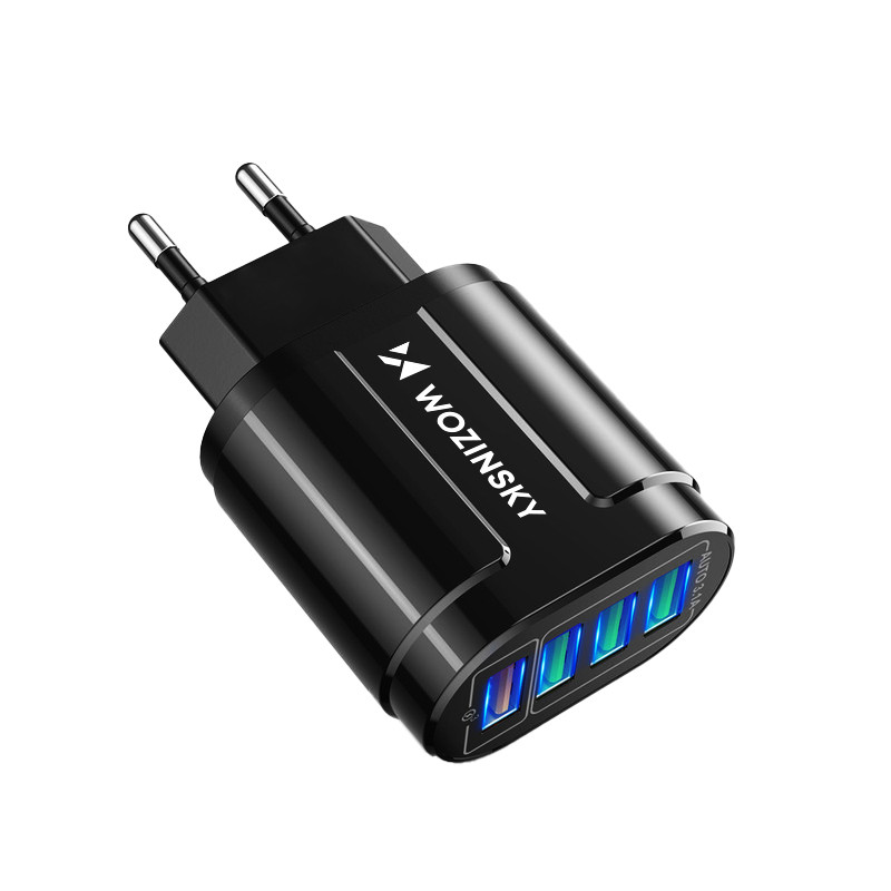 
Mažas 48W 4x USB-A QC sieninis įkroviklis, juodas
