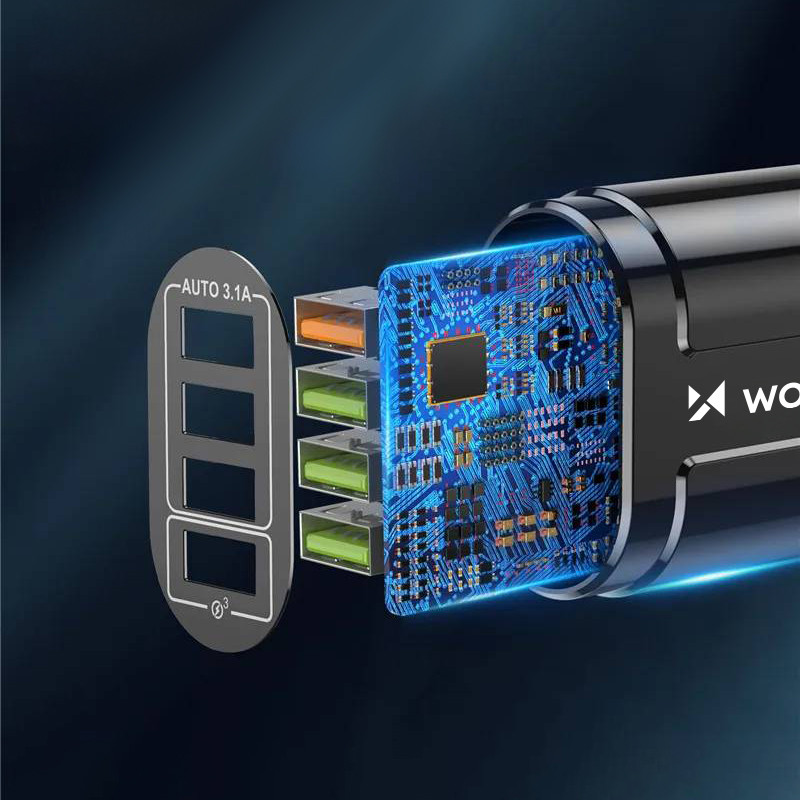 Mažas 48W 4x USB-A QC sieninis įkroviklis, juodas