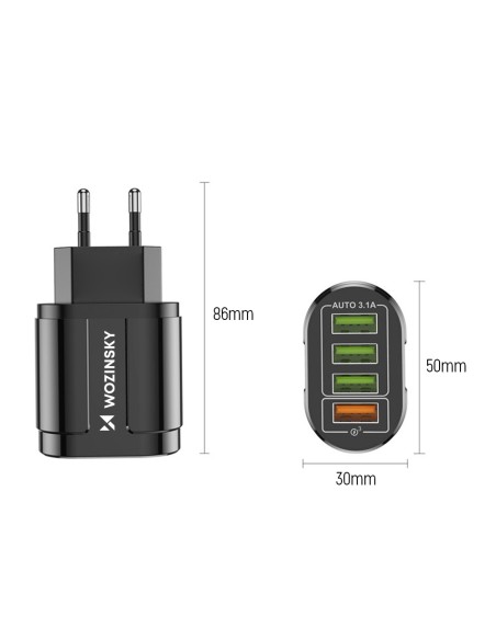 Mažas 48W 4x USB-A QC sieninis įkroviklis, juodas
 
Mažas 48W 4x USB-A QC sieninis įkroviklis, juodas